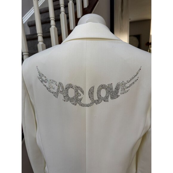 Zadig&Voltaire Women's Back Letter Wings Pressed Diamond Simple Jacquard Blazer - Picture 4 of 12